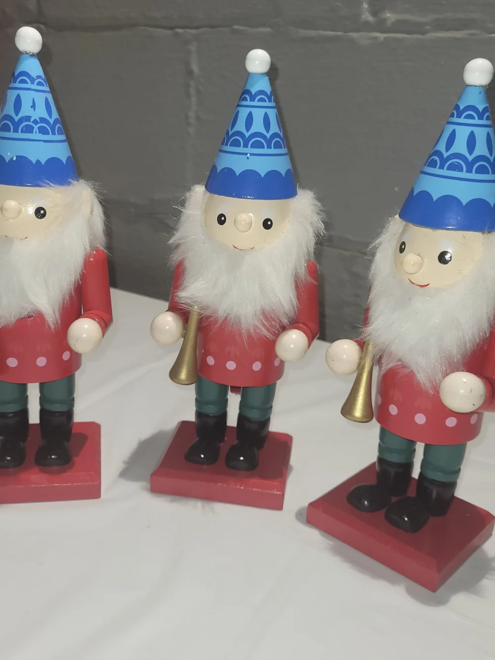 Holiday Gnome Nutcracker Figurine - Blue Hat, Red Coat